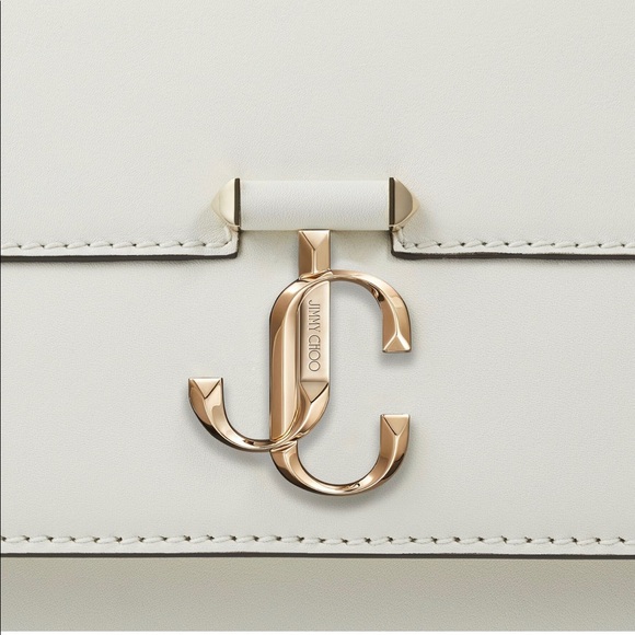 Latte Fine Shiny Calf Leather Shoulder Bag with Light Gold JC Emblem - Picture 5 of 6